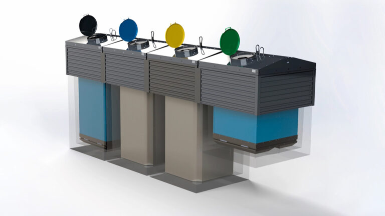 3D Rendering mehrerer Semi-Sub-Container nebeneinander