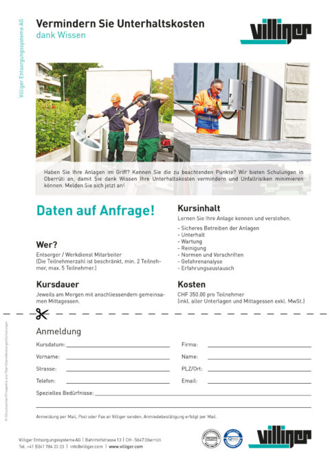 Schulungen – Villiger Entsorgungssysteme AG